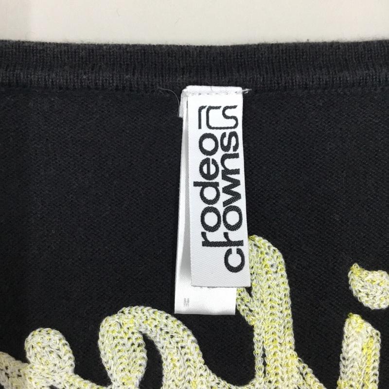 ロデオクラウンズ Rodeo Crowns Tシャツ 半袖 半袖カットソー 刺繍Tシャツ クルーネックカットソー ロゴ、文字 黒 / ブラック / レディース USED 古着 中古 10118464