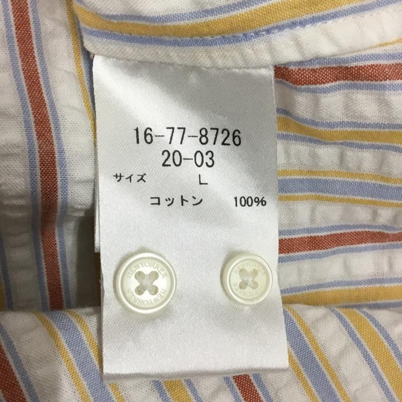 ニューヨーカー NEWYORKER シャツ、ブラウス 半袖 半袖シャツ カラーシャツ 半袖カットソー ストライプシャツ L ストライプ マルチカラー / マルチカラー / メンズ USED 古着 中古 10115822