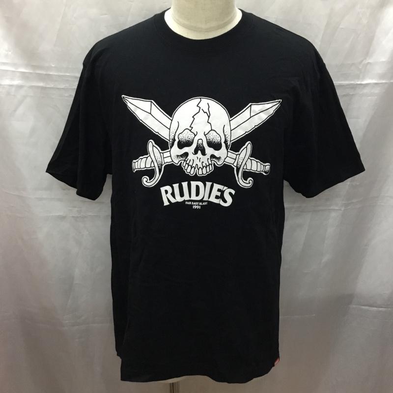 ルーディーズ RUDIES Tシャツ 半袖 半袖カットソー プリントTシャツ クルーネックカットソー XL ロゴ、文字 黒 / ブラック /  メンズ USED 古着 中古 10111298