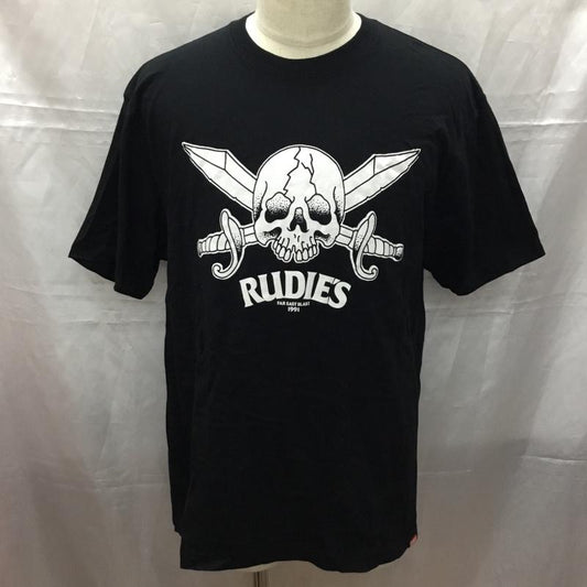 ルーディーズ RUDIES Tシャツ 半袖 半袖カットソー プリントTシャツ クルーネックカットソー XL ロゴ、文字 黒 / ブラック /  メンズ USED 古着 中古 10111298