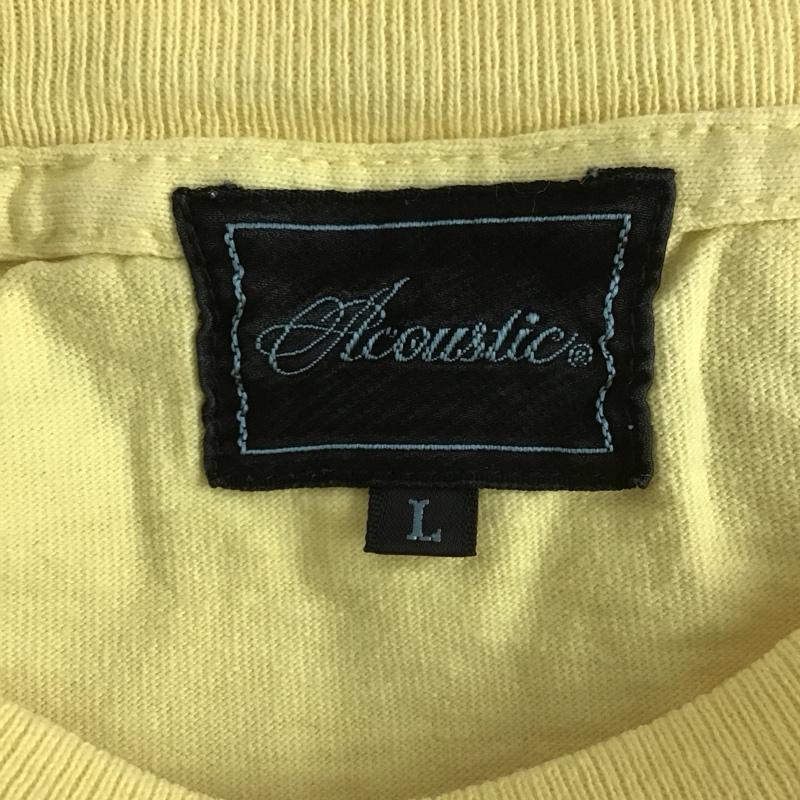 アコースティック ACOUSTIC Tシャツ 半袖 半袖カットソー プリントTシャツ クルーネックカットソー L ロゴ、文字 黄 / イエロー / メンズ USED 古着 中古 10131388