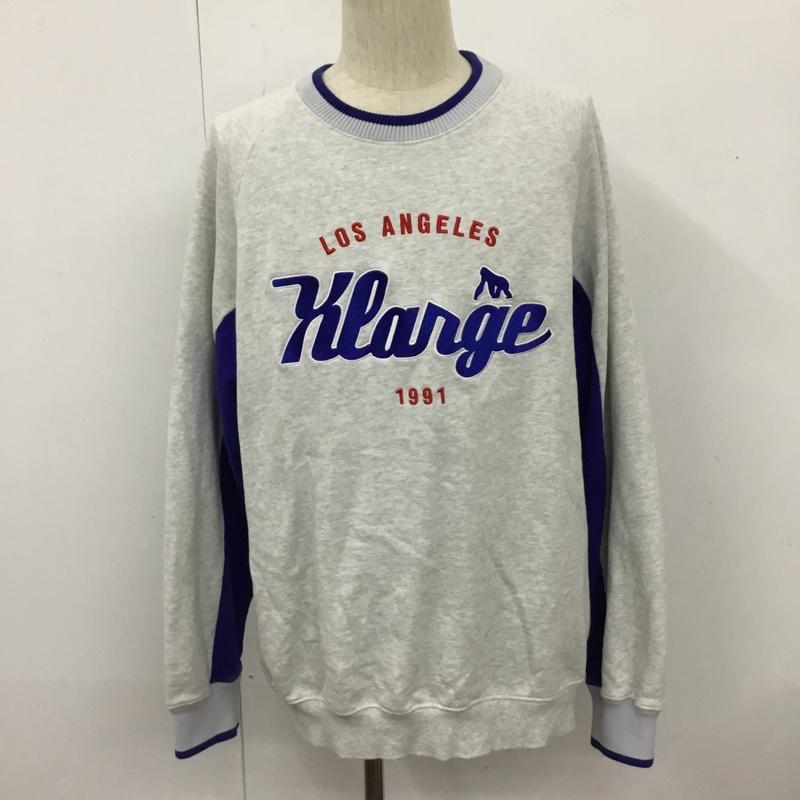 エクストララージ XLARGE トレーナー 長袖 長袖トレーナー スウェット クルーネック リブスウェットカットソー L ロゴ、文字 灰 / グレー / メンズ USED 古着 中古 10110074