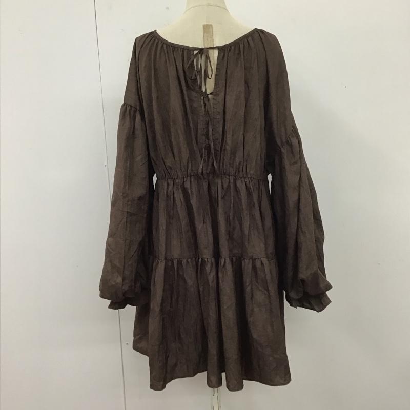 ナイスクラップ NICE CLAUP カットソー 長袖 310350 ティアード FREE 無地 ダークブラウン / ダークブラウン /  レディース USED 古着 中古 10112624