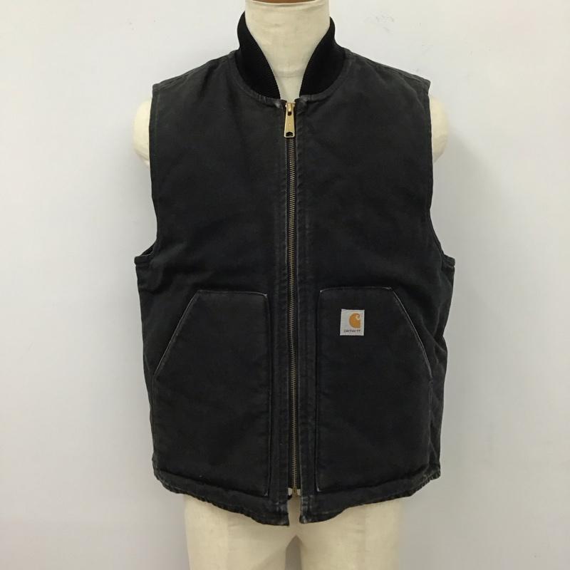 カーハート Carhartt ベスト ベスト ジップアップベスト ノーカラージップベスト アウター ロゴ、文字 黒 / ブラック / メンズ USED 古着 中古 10112075