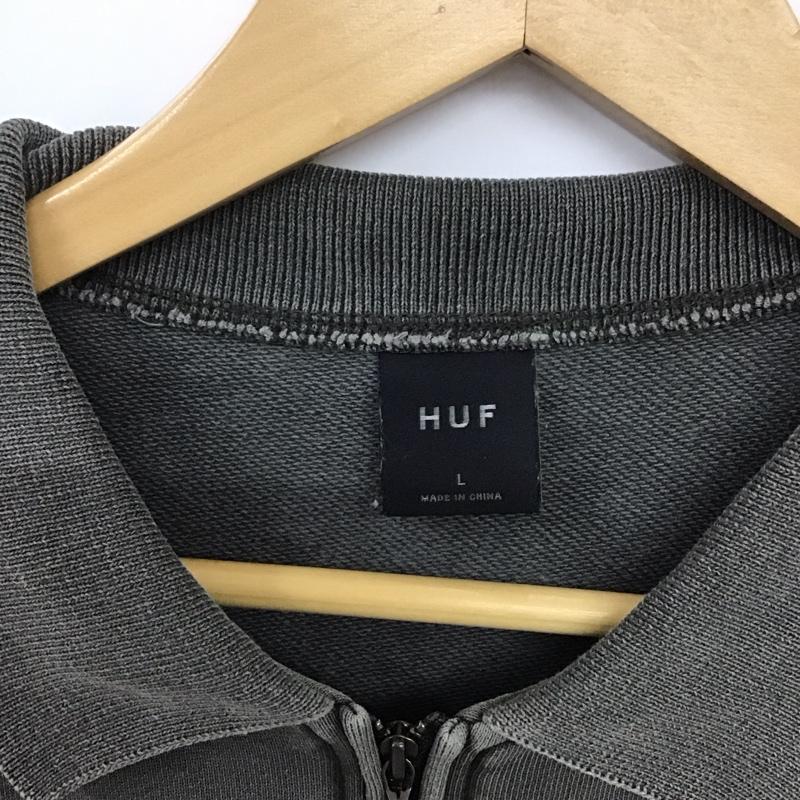 ハフ HUF ポロシャツ 半袖 半袖ポロシャツ カラーシャツ 半袖カットソー L ロゴ、文字 灰 / グレー / メンズ USED 古着 中古 10133618