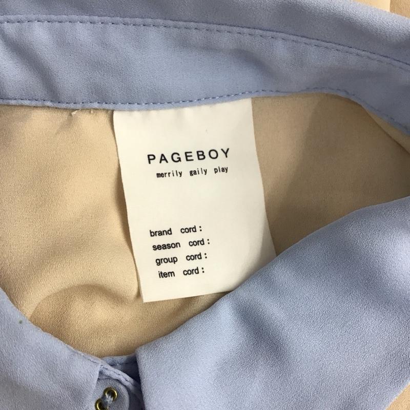ページボーイ PAGEBOY シャツ、ブラウス 半袖 バイカラー FREE 無地 橙 / オレンジ / X 水色 / ライトブルー / レディース USED 古着 中古 10114062