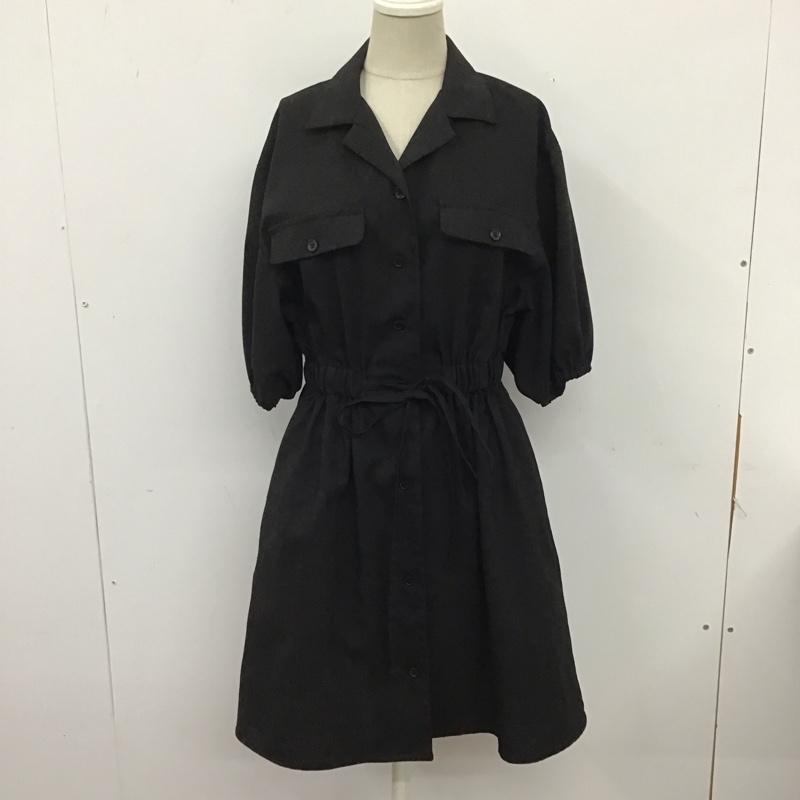 スライ SLY ワンピース ミニスカート 030CS130-6150 LOOSE SHAPE SH OP シャツワンピース 半袖 1 無地 黒 / ブラック / レディース USED 古着 中古 10123226