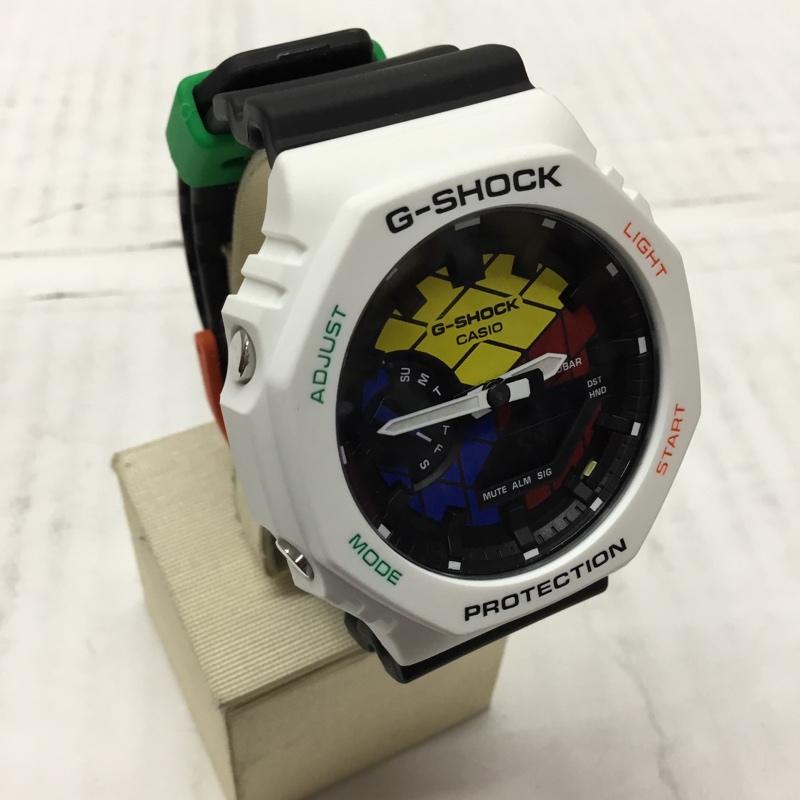 ジーショック G-SHOCK 腕時計 アナログ(クォーツ式) GAE-2100RC ルービックキューブ コラボレーション ロゴ、文字 黒 / ブラック / X 白 / ホワイト / X 橙 / オレンジ / X 緑 / グリーン / メンズ USED 古着 中古 10110540