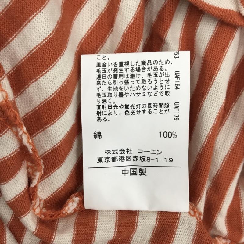 コーエン coen Tシャツ 半袖 7525-637-0260 ロゴ刺繍 M ボーダー柄 橙 / オレンジ / X アイボリー / アイボリー / メンズ USED 古着 中古 10119324
