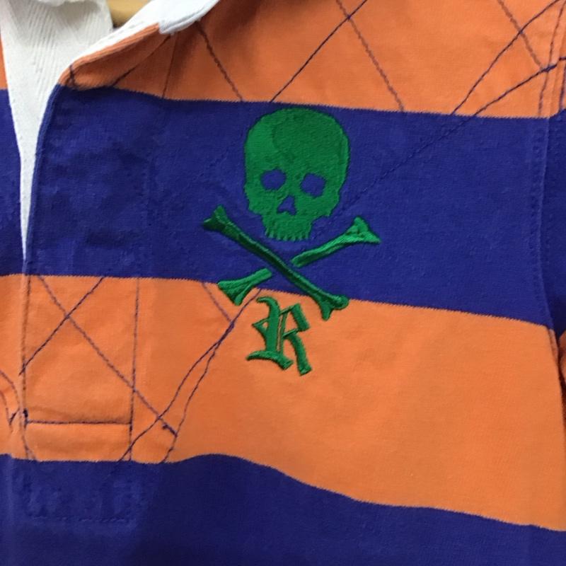 ラルフローレン ラグビー RALPH LAUREN RUGBY ポロシャツ 長袖 長袖ポロシャツ 長袖カットソー カラーシャツ S ボーダー柄 青 / ブルー / X 橙 / オレンジ / レディース USED 古着 中古 10132948