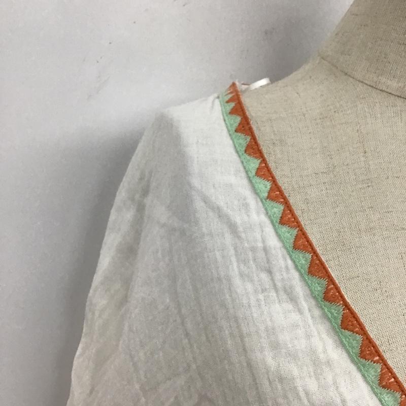 ザラ ZARA カットソー 長袖 4786 278 251 Vネック ガーゼ S 刺繍 白 / ホワイト /  レディース USED 古着 中古 10107157