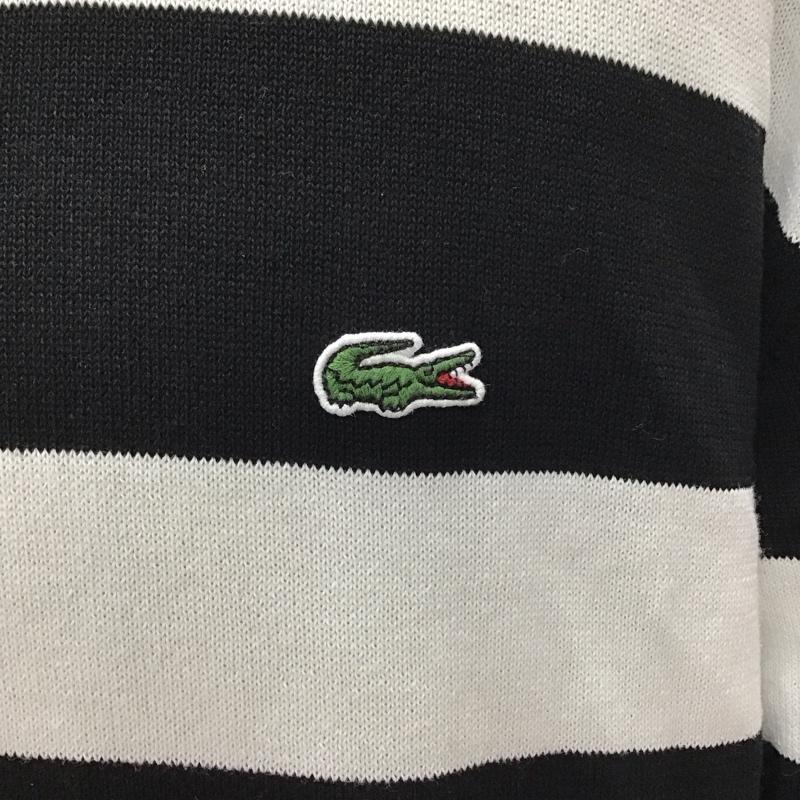 ラコステ LACOSTE ニット、セーター 長袖 長袖ニットカットソー ニット セーター クルーネックニット ボーダー 5 ボーダー柄 白 / ホワイト / X 黒 / ブラック / メンズ USED 古着 中古 10116285
