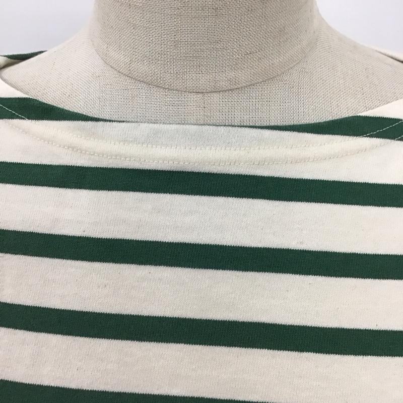 ひより HIYORI カットソー 長袖 長袖カットソー クルーネックカットソー ロングスリーブカットソー ボーダーTシャツ FREE ボーダー柄 白 / ホワイト / X 緑 / グリーン / レディース USED 古着 中古 10124076