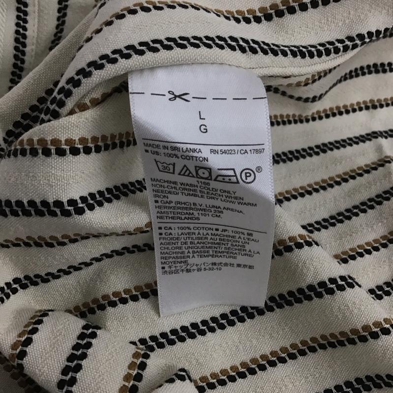 バナナリパブリック BANANA REPUBLIC シャツ、ブラウス 半袖 半袖シャツ プリントシャツ カジュアルシャツ L ストライプ ベージュ / ベージュ / メンズ USED 古着 中古 10140143