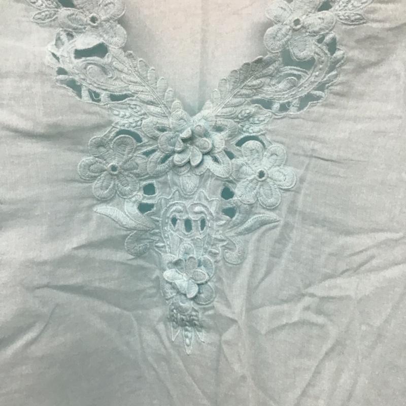 ザラ ZARA カットソー 七分袖 Vネック M 花柄 水色 / ライトブルー / レディース USED 古着 中古 10133726