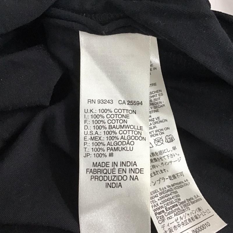 ディーゼル DIESEL Tシャツ 七分袖 サイドスリット S ロゴ、文字 黒 / ブラック / レディース USED 古着 中古 10130609