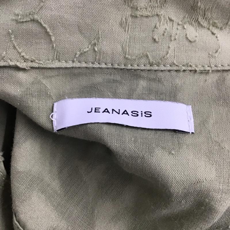 ジーナシス JEANASIS シャツ、ブラウス 半袖 JS063459MC 開襟 オープンカラー ジャガード FREE 総柄 カーキ / カーキ / レディース USED 古着 中古 10123218