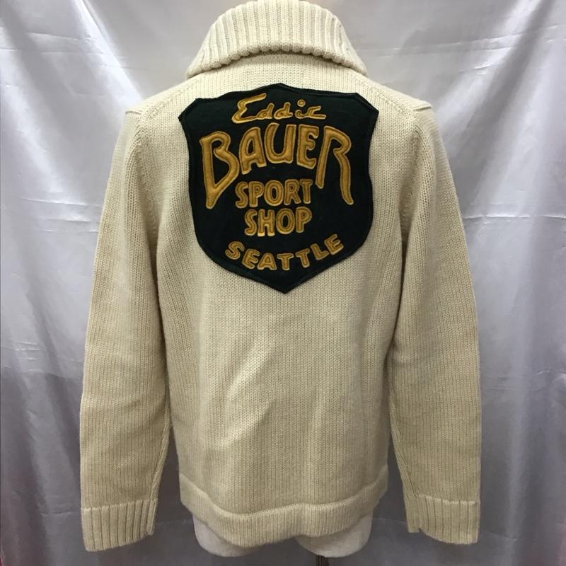 エディーバウアー Eddie Bauer ジャケット、上着 ジャケット、ブレザー 長袖ニットジャケット 前開きニットカーディガン カジュアルジャケット M ロゴ、文字 ベージュ / ベージュ / メンズ USED 古着 中古 10113228