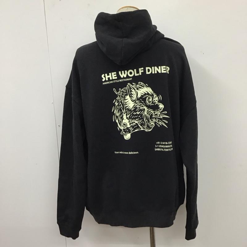フリークスストア FREAK S STORE パーカー 長袖 長袖パーカー プルオーバーパーカー スウェット L ロゴ、文字 黒 / ブラック /  メンズ USED 古着 中古 10124934