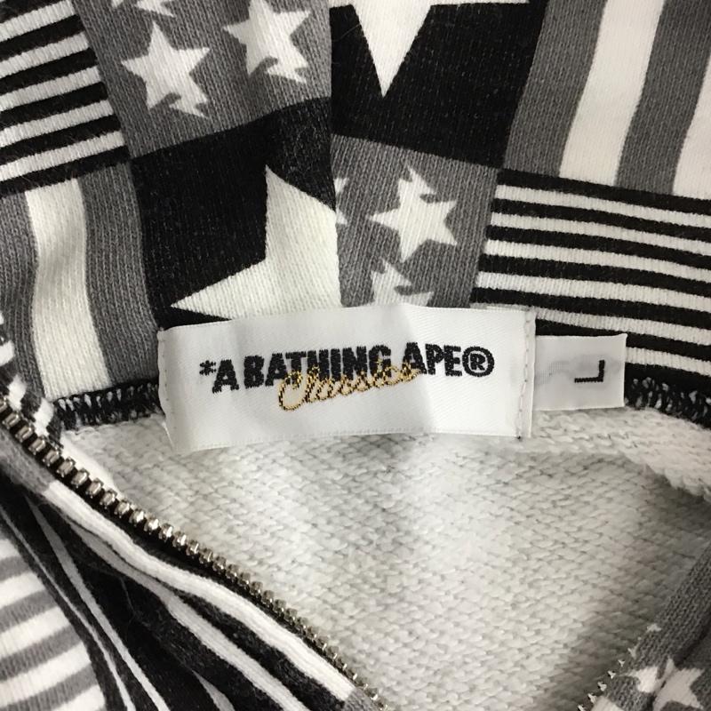 アベイシングエイプ A BATHING APE パーカー 長袖 長袖パーカー フード付きパーカー プリントスウェット トレーナー L ロゴ、文字 白 / ホワイト / X 黒 / ブラック / X 灰 / グレー / メンズ USED 古着 中古 10109784