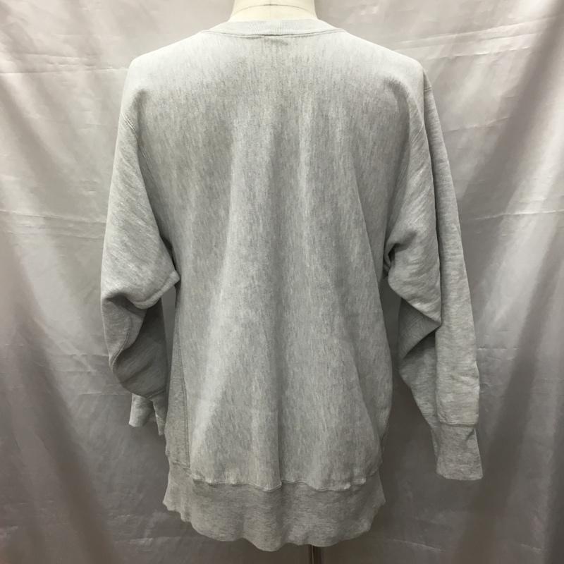 チャンピオン Champion トレーナー 長袖 長袖トレーナー スウェット クルーネック リブスウェットカットソー 80s XL ロゴ、文字 灰 / グレー /  メンズ USED 古着 中古 10119416