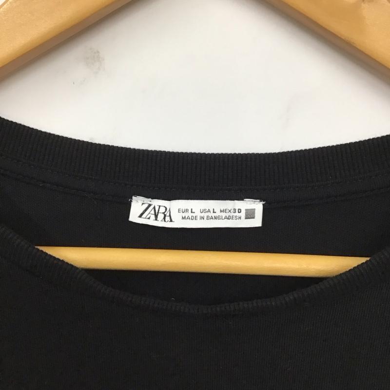 ザラ ZARA カットソー 半袖 半袖カットソー 無地Tシャツ クルーネックカットソー L 無地 黒 / ブラック / レディース USED 古着 中古 10129745