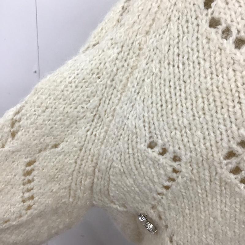 ザラ ZARA ニット、セーター 長袖 9598 246 712 Vネック ビジュー S アイボリー / アイボリー / レディース USED 古着 中古 10122666