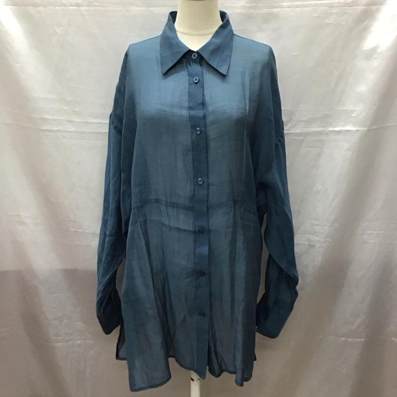 ローリーズファーム LOWRYS FARM シャツ、ブラウス 長袖 lf621138tk シアーシャツ 長袖シャツ カジュアルシャツ FREE 無地 紺 / ネイビー / レディース USED 古着 中古 10116352