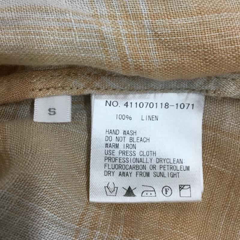 ロンハーマン Ron Herman シャツ、ブラウス 七分袖 411070118-1071 七分袖 リネン L チェック 白 / ホワイト / X 橙 / オレンジ / メンズ USED 古着 中古 10117731