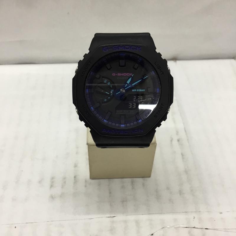 ジーショック G-SHOCK 腕時計 アナログ(クォーツ式) GA-2100VB 八角形 箱有 Virtual Blue ロゴ、文字 黒 / ブラック / メンズ USED 古着 中古 10106510