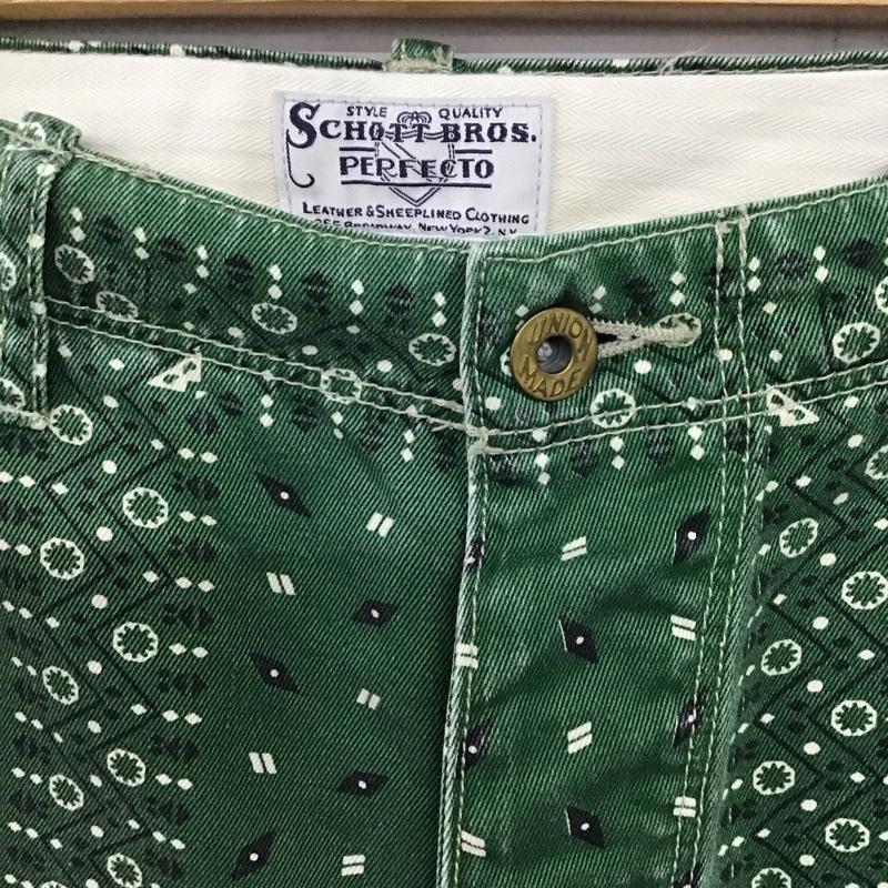 ショットブロス SCHOTT BROS. パンツ ショートパンツ ショートパンツ ハーフパンツ カジュアルパンツ 32インチ プリント 緑 / グリーン / メンズ USED 古着 中古 10134714