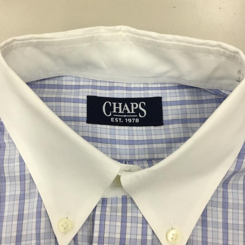 チャップス CHAPS シャツ、ブラウス 長袖 ボタンダウン 40-82 チェック 白 / ホワイト / X 水色 / ライトブルー / メンズ USED 古着 中古 10115529