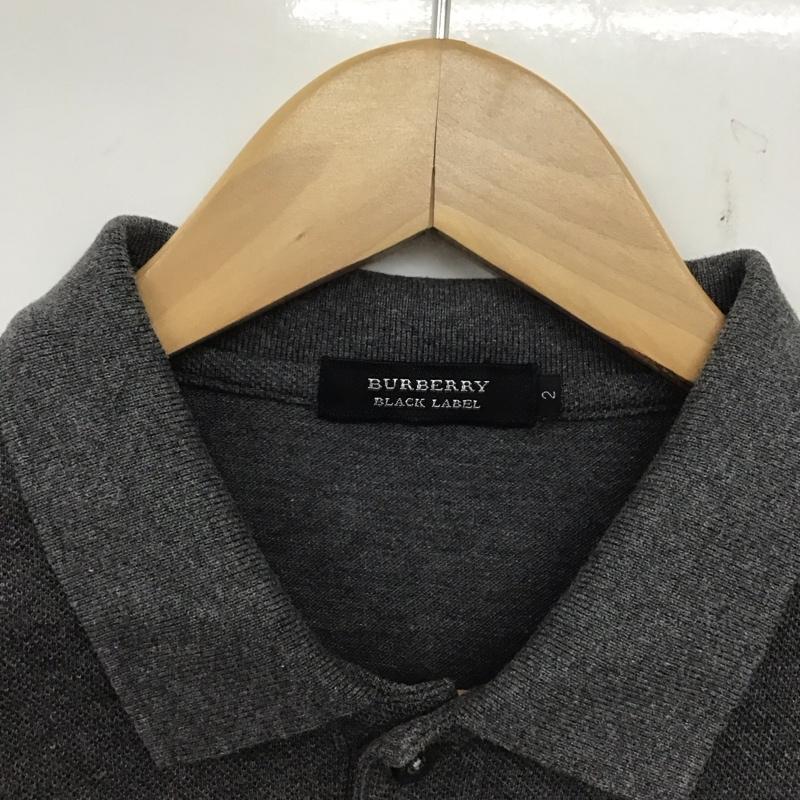 バーバリーブラックレーベル BURBERRY BLACK LABEL ポロシャツ 半袖 半袖ポロシャツ カラーシャツ 半袖カットソー 2 ロゴ、文字 灰 / グレー / メンズ USED 古着 中古 10138573