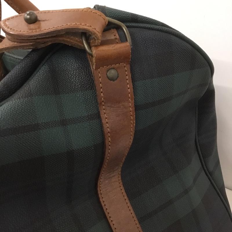 ポロラルフローレン POLO RALPH LAUREN ボストンバッグ ボストンバッグ チェック ロゴ、文字 緑 / グリーン / X 茶 / ブラウン / メンズ USED 古着 中古 10140052