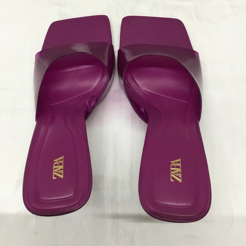 ザラ ZARA ミュール ミュール 2328 910 080 ビニールハイヒールサンダル 40 スクエアトゥ 無地 紫 / パープル / レディース USED 古着 中古 10110158