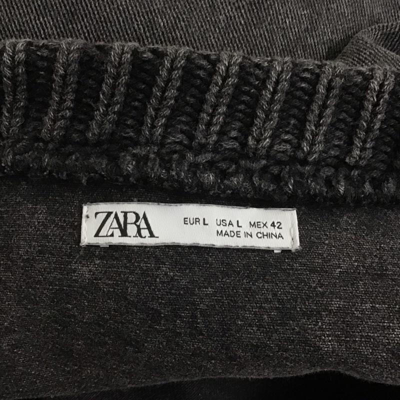 ザラ ZARA ニット、セーター 長袖 長袖ニットカットソー ニット セーター クルーネックニット L 無地 黒 / ブラック / メンズ USED 古着 中古 10124688