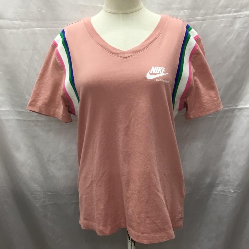 ナイキ NIKE Tシャツ 半袖 DJ1118-685 Vネック スポーツウェア M ロゴ、文字 桃 / ピンク / レディース USED 古着 中古 10115551