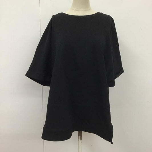 ザラ ZARA カットソー 半袖 サイドスリット L 無地 黒 / ブラック /  レディース USED 古着 中古 10112051