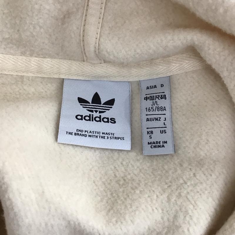 アディダス adidas パーカー 長袖 hc2018 WSHORTHOODIEWONDER 長袖パーカー フード付きパーカー L ロゴ、文字 白 / ホワイト / レディース USED 古着 中古 10115986