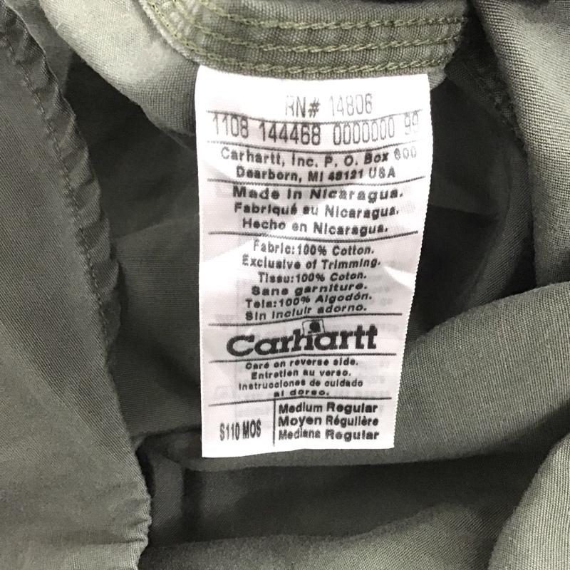 カーハート Carhartt シャツ、ブラウス 半袖 半袖シャツ 無地シャツ ポケットシャツ M ロゴ、文字 カーキ / カーキ / メンズ USED 古着 中古 10146716