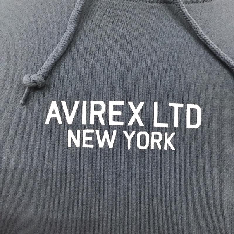 アヴィレックス AVIREX パーカー 長袖 長袖パーカー フード付きパーカー プリントスウェット トレーナー L ロゴ、文字 紺 / ネイビー /  メンズ USED 古着 中古 10120619