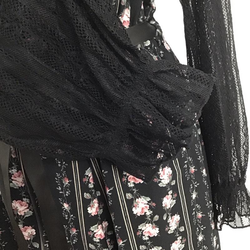 アクシーズファム axes femme ワンピース ひざ丈スカート M 総柄 X 花柄 黒 / ブラック / レディース USED 古着 中古 10124893