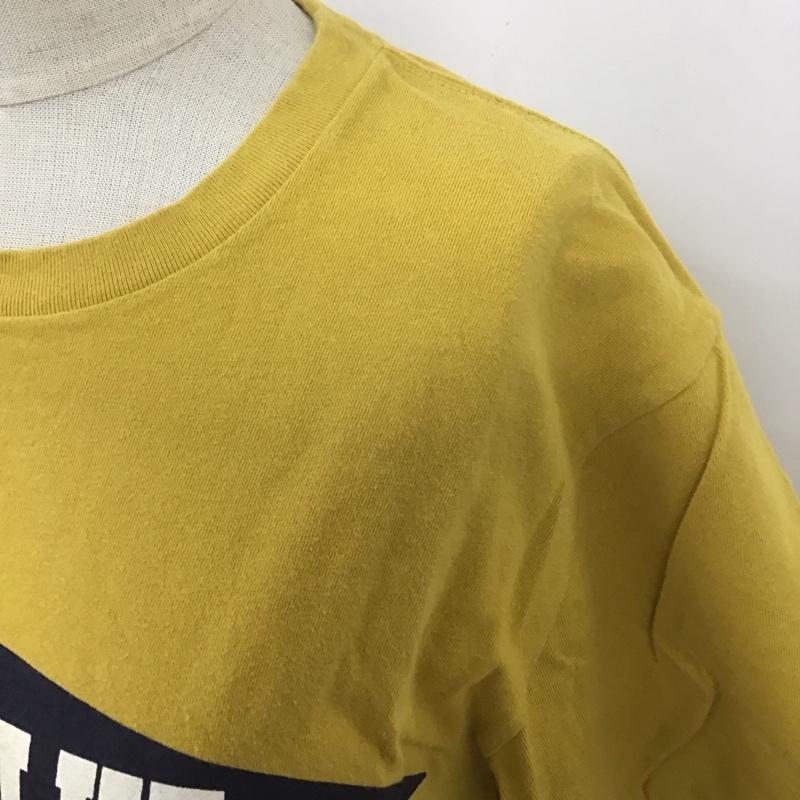ブルーブルー BLUE BLUE Tシャツ 半袖 クルーネック フラッグ S ロゴ、文字 マスタード / マスタード / レディース USED 古着 中古 10110859