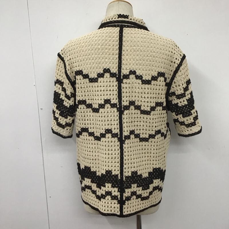 ザラ ZARA シャツ、ブラウス 半袖 半袖ニットシャツ 前開きニットカーディガン カラーシャツ L 総柄 黒 / ブラック / X ベージュ / ベージュ / メンズ USED 古着 中古 10108030