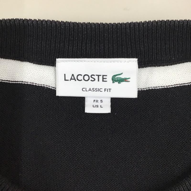 ラコステ LACOSTE ニット、セーター 長袖 長袖ニットカットソー ニット セーター クルーネックニット ボーダー 5 ボーダー柄 白 / ホワイト / X 黒 / ブラック / メンズ USED 古着 中古 10116285