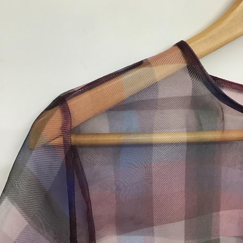 ザラベーシック ZARA BASIC カットソー 半袖 半袖カットソー クルーネックカットソー シースルーチェック S チェック マルチカラー / マルチカラー / レディース USED 古着 中古 10136459