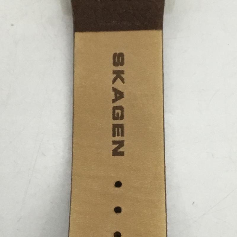 スカーゲン SKAGEN 腕時計 アナログ(クォーツ式) SKW6066 レザーベルト ロゴ、文字 茶 / ブラウン / X 金 / ゴールド / メンズ USED 古着 中古 10134984