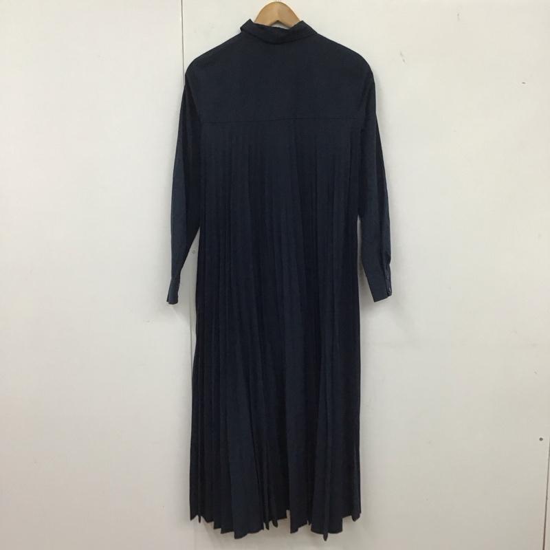 ザラ ZARA ワンピース ロングスカート 長袖シャツロングワンピース フレアワンピース ロングシャツワンピース XS 無地 紺 / ネイビー / レディース USED 古着 中古 10136026