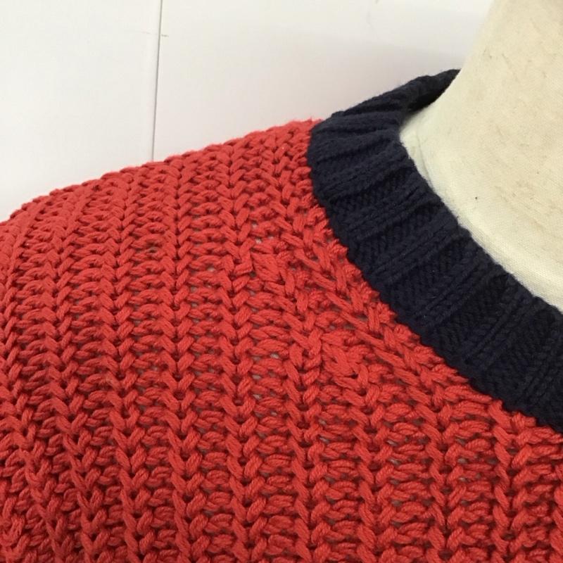 トミーヒルフィガー TOMMY HILFIGER ニット、セーター 長袖 長袖ニットカットソー クルーネックカットソー セーター ボーダーニットカットソー XL ボーダー柄 赤 / レッド / X 紺 / ネイビー / メンズ USED 古着 中古 10112062