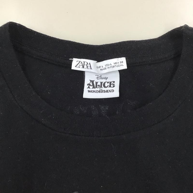 ザラ ZARA Tシャツ 半袖 半袖カットソー プリントTシャツ クルーネックカットソー L プリント 黒 / ブラック /  メンズ USED 古着 中古 10113199